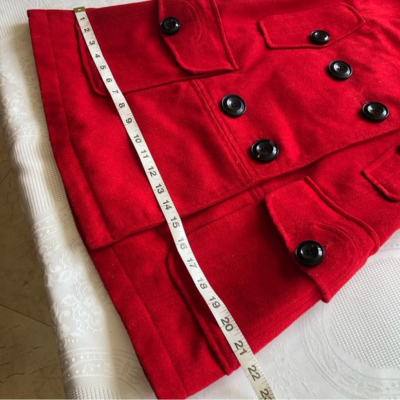 MNG Red Wool Blend Trench Winter Coat Jacket Casual Sportswear Women’s Size M - Picture 12 of 16